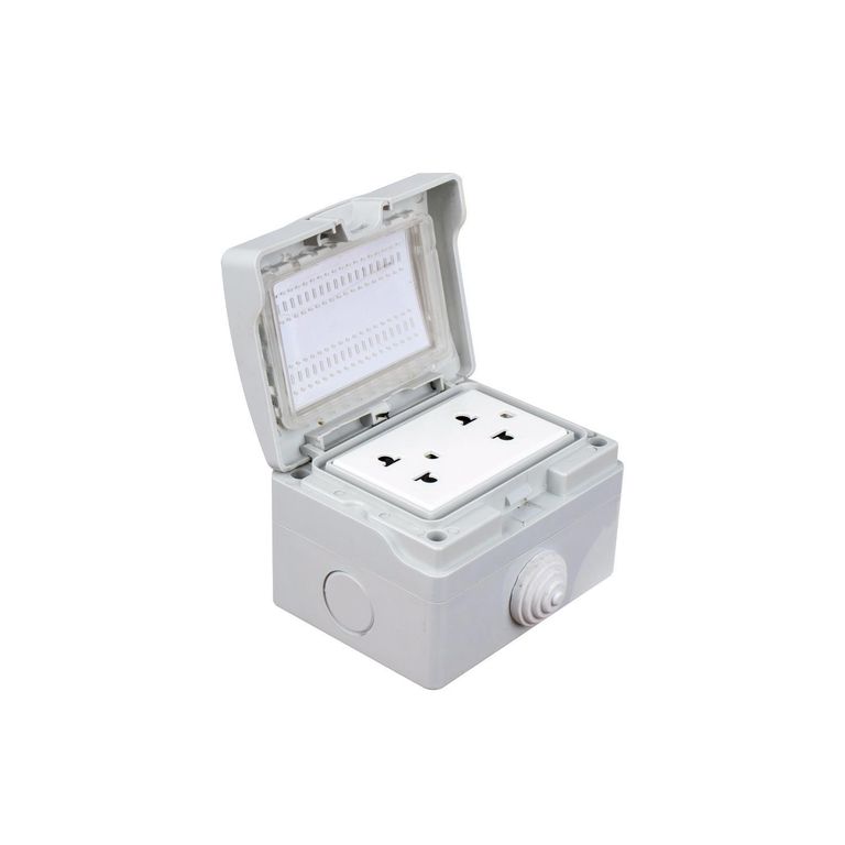 Placa Adosable Hidrobox + Toma Doble
