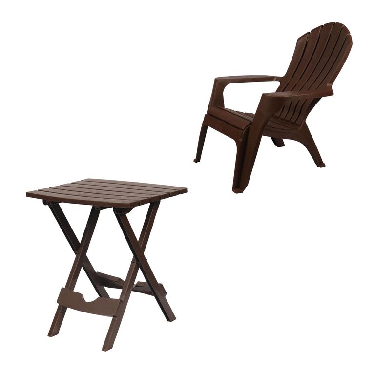 Mesa de Resina Plegable 44x38x50 cm Chocolate + Sillón de Resina Chocolate 89x76x91 cm