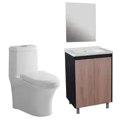 SENSI DACQUA - Combo Muebles Espejo Cairo + WC Inodoro One Piece Roma Blanco