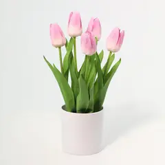 JUST HOME COLLECTION - Planta Artificial Tulipan Rosado 36cm