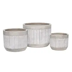 JUST HOME COLLECTION - Set 3 Macetas Victoria Cerámica Gris