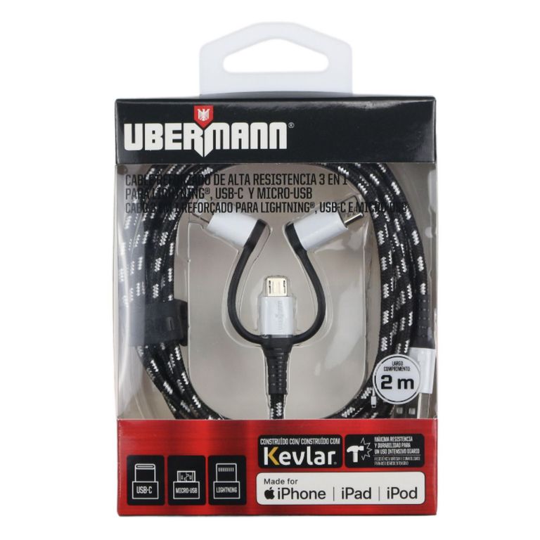 Cable Usb 3En1 Mic/Light/C
