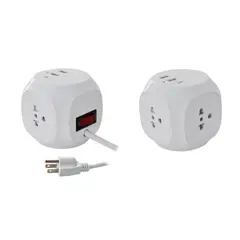 HALUX - Extensión U Cubo 3T/2Usb/Usb-C Blanco