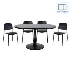 JUST HOME COLLECTION - Juego de Comedor Plegable 4 Sillas Negro