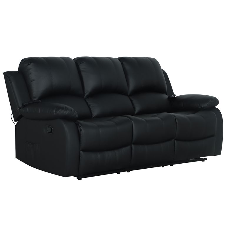 Sillón Reclinable 3 Cuerpos Masajeador Calentador Atlanta Negro