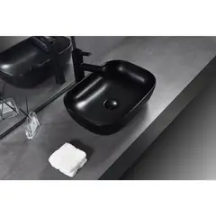 SENSI DACQUA - Lavamanos de Cerámica Ovalado Mate Negro
