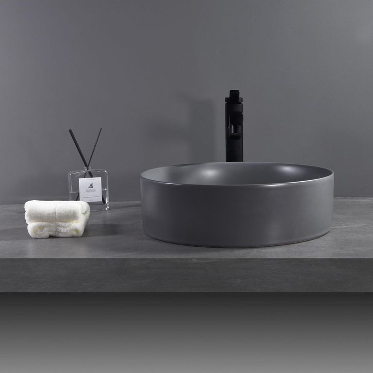 Lavamanos de Cerámica Circular Mate Gris
