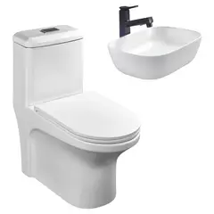 SENSI DACQUA - One Piece Roma Blanco Mate + Lavamanos de Cerámica Ovalado Mate Blanco