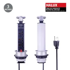 HALUX - Retráctil 3 Tomas USB A USB C 3 Metros