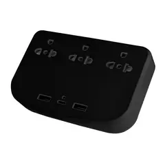 HALUX - Adaptador Univ 3T/2Usb/Usb-C Negro