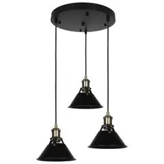 JUST HOME COLLECTION - Lámpara Colgante Industrial 3 Luces E27 Negro