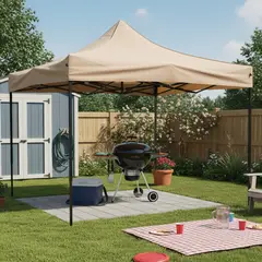 JUST HOME COLLECTION - Toldo Plegable 3x3m Protección UPF 50+ Taupe