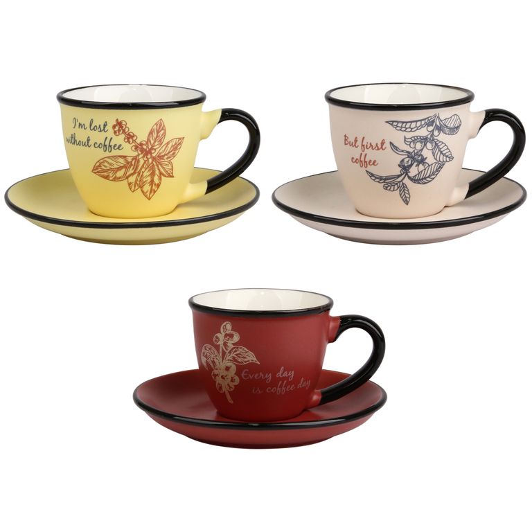 Set 6 Tazas 90ml + 6 Platillos