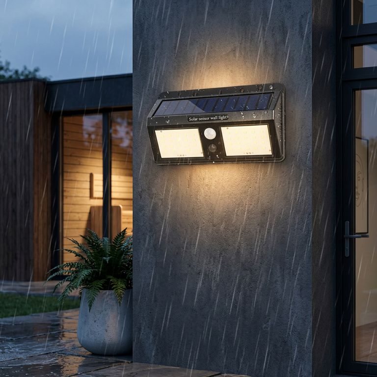 Braquete De Pared Exterior Solar Pirámide Luz Fría 10W 100Lm