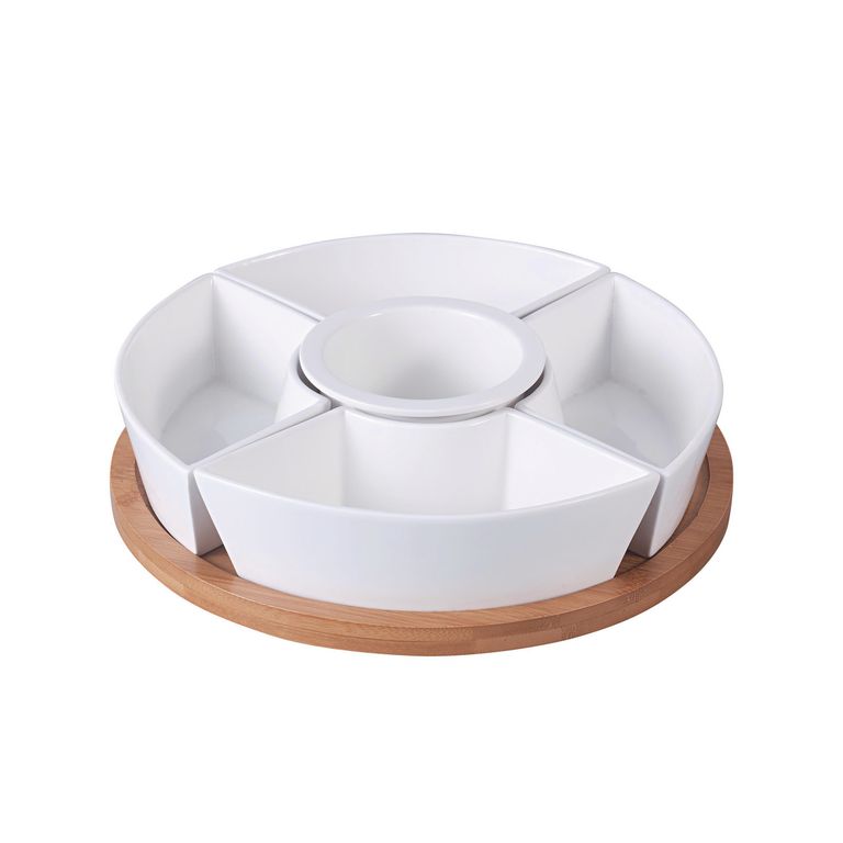 Bowls Snack 5 Divisiones + Base Bambú