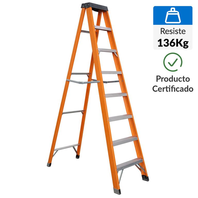 Escalera de Tijera de Fibra de Vidrio 7 Pasos 136Kg