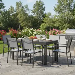 JUST HOME COLLECTION - Juego de comedor  - Mesa de Aluminio 270x90x75cm  + 6 Sillas de Aluminio