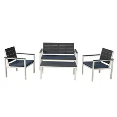 JUST HOME COLLECTION - Juego de Balcón de Terraza Frankfurt 4 Personas Gris