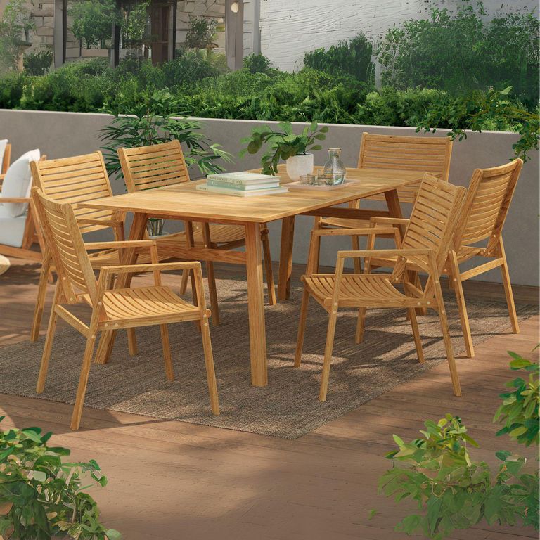 Juego de Comedor de Terraza 6 Personas Madera Bunbury