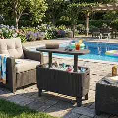 KETER - Mesa Cooler Bevy Bar Look Ratán