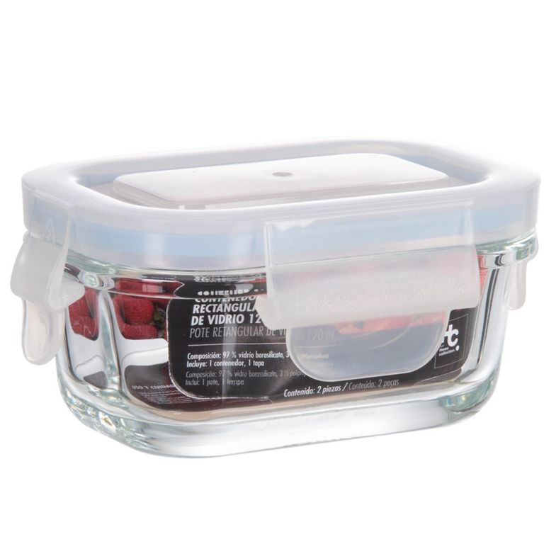 Contenedor Rectangular de Vidrio 120 ml