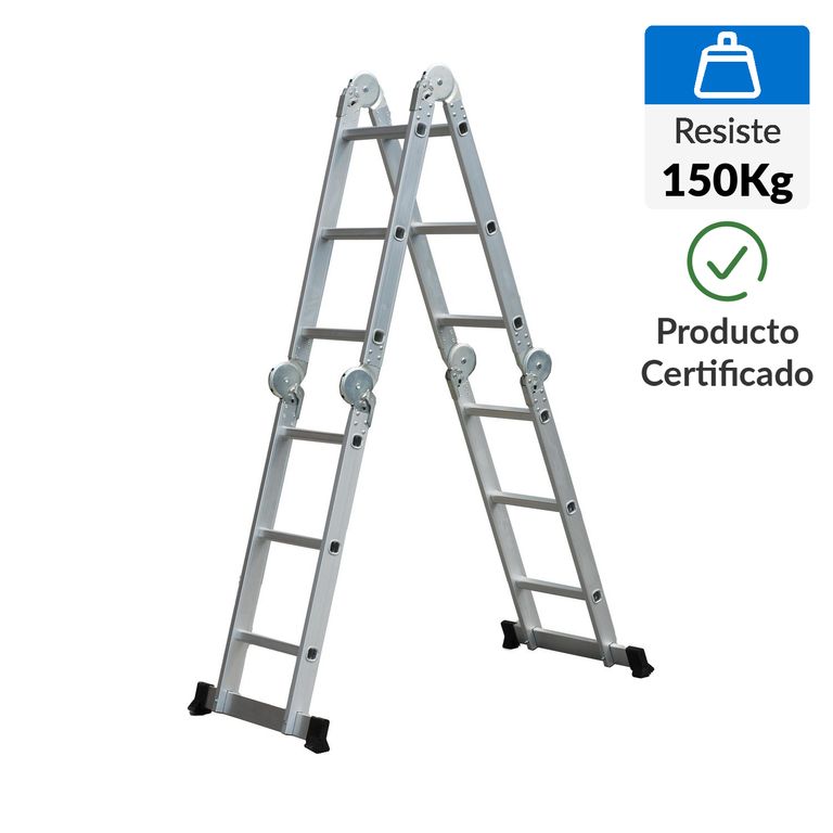 Escalera Articulada de Aluminio 12 Pasos 150Kg
