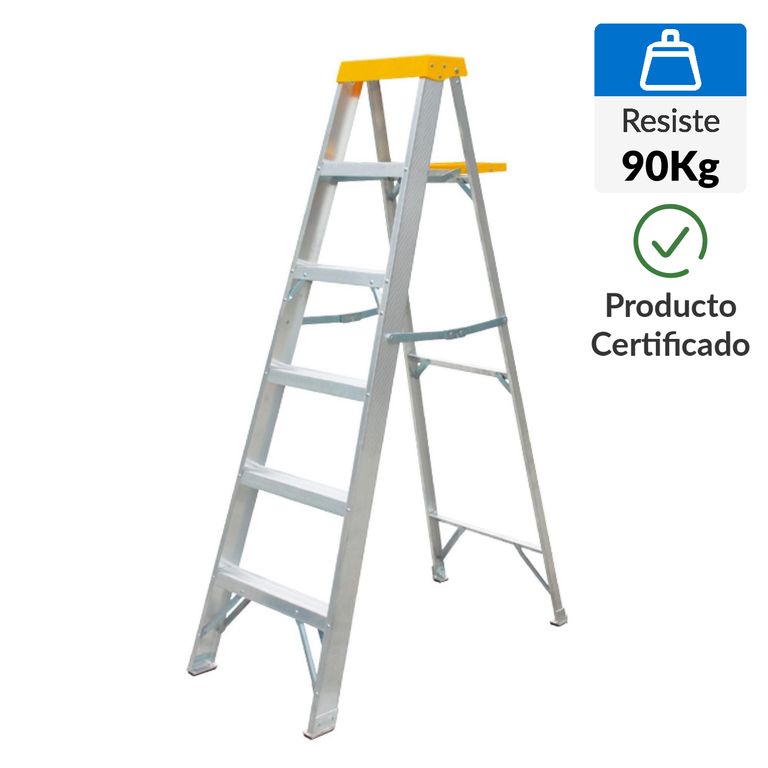 Escalera de Tijera de Aluminio 5 Pasos 90Kg