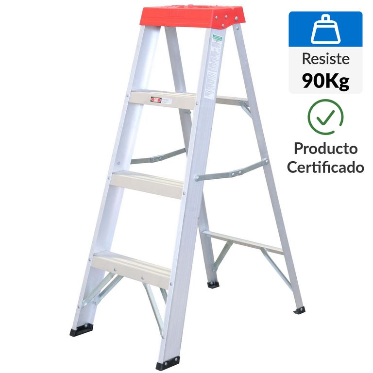Escalera de Tijera de Aluminio 4 Pasos 90Kg