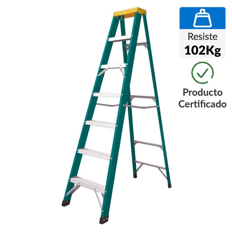 Escalera de Tijera de Fibra de Vidrio 6 Pasos 102Kg