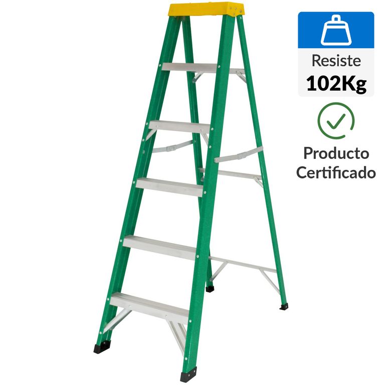 Escalera de Tijera de Fibra de Vidrio 5 Pasos 102Kg