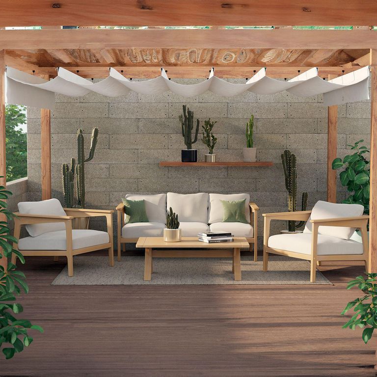Juego de Living de Terraza 4 Personas Madera Cali