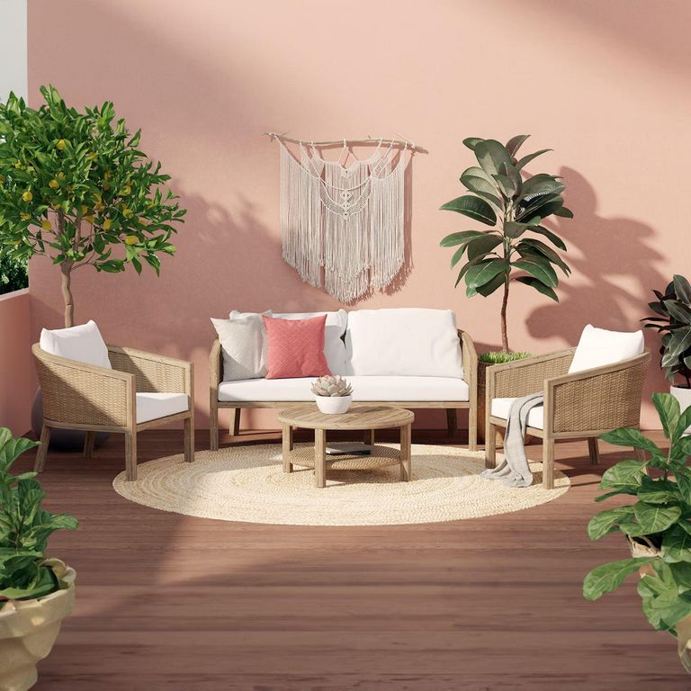 Juego de Living de Terraza 4 Personas Madera Isla