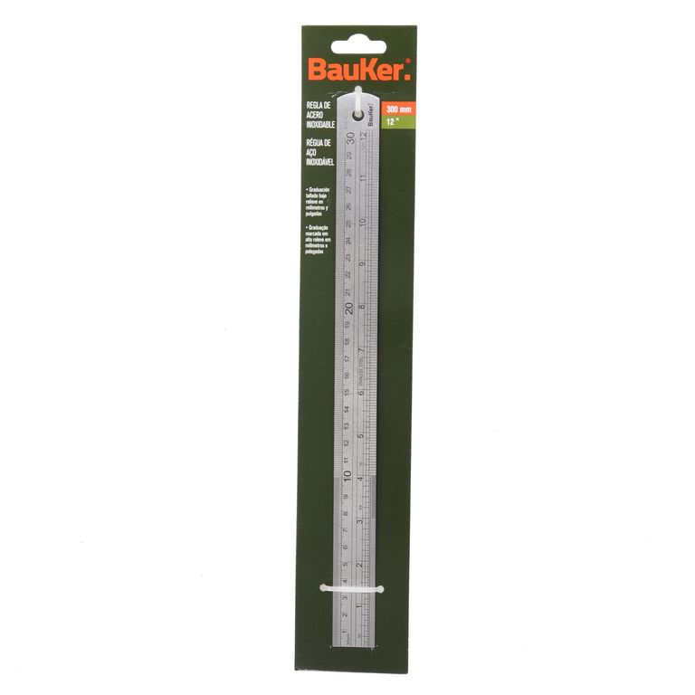 Regla Acero Inoxidable 30 cm Bauker