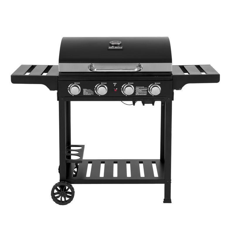 Parrilla a Gas con 4 Quemadores 2 Bandejas Laterales
