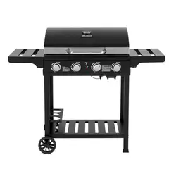 MR BEEF - Parrilla a Gas con 4 Quemadores 2 Bandejas Laterales