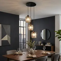 JUST HOME COLLECTION - Lámpara Colgante de Techo 3 Luces Fiori Negra