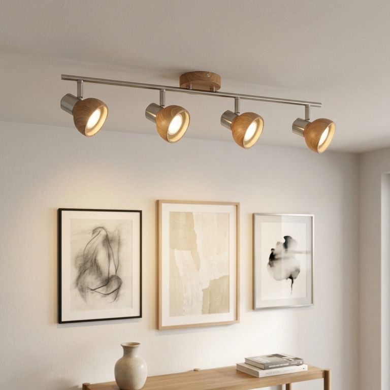 Barra Led Montes 4 Luces Madera Café/Marrón