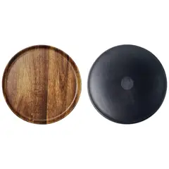 JUST HOME COLLECTION - Plato Melamina Madera/Negro Redondo 21cm