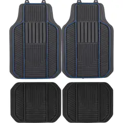 AUTOSTYLE - Piso Alfombra 3 Piezas Negro-Azul