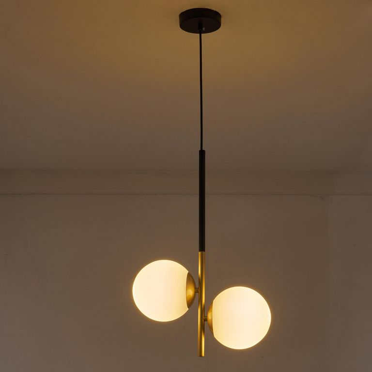 Lámpara Colgante de Techo 2 Luces Bellevie Dorada