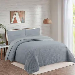 JUST HOME COLLECTION - Quilt ADT Solid 2 Plazas Gris