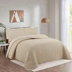 JUST HOME COLLECTION - Quilt ADT Solid 1.5 Plazas Beige