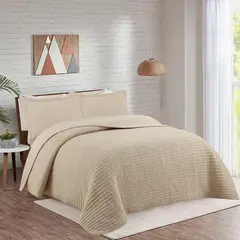 JUST HOME COLLECTION - Quilt ADT Solid 2 Plazas Beige