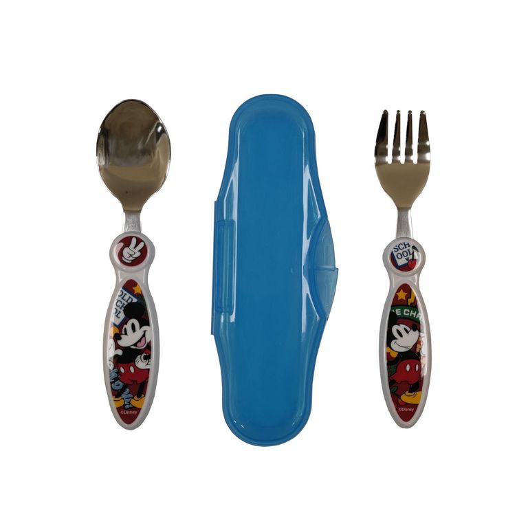 Set de Cubiertos Metálicos y Estuche Mickey