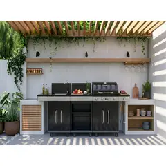 MR BEEF - Parrilla Modular a Gas 4 Quemadores + Quemador Lateral
