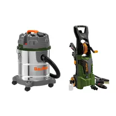 BAUKER - Aspiradora 20L 1200W + Hidrolavadora Eléctrica 1700W 120Bar + 5 Accesorios
