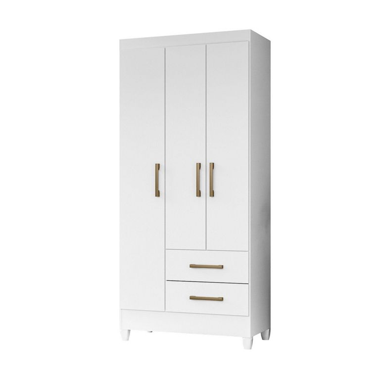 Ropero Lima 3 Puertas 2 Cajones Blanco/Rosado Flex