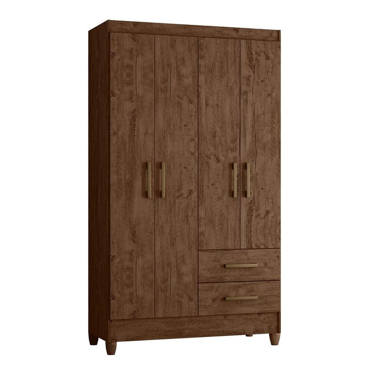 Ropero Lima 4 Puertas 2 Cajones Nogal