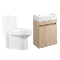 SENSI DACQUA - Lavabo con Base para Baño + WC Inodoro One Piece Berlin Blanco