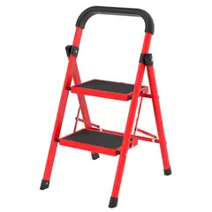 JUST HOME COLLECTION - Escalera 2 Pisos Plegable Rojo/Negro